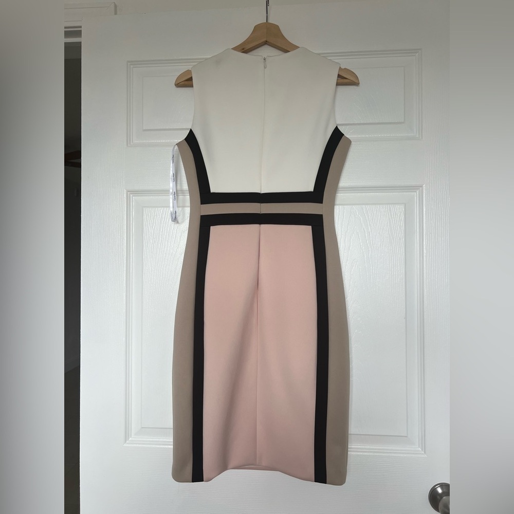 Calvin Klein Women's Sleeveless Pink White Beige Dress Size 4